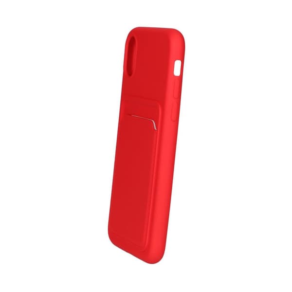 iPhone XR Silikonskal med Korthållare - Röd