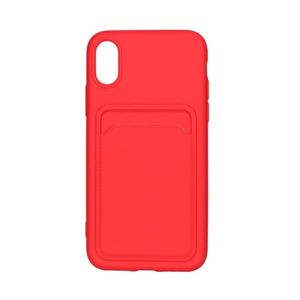 iPhone XR Silikonskal med Korthållare - Röd