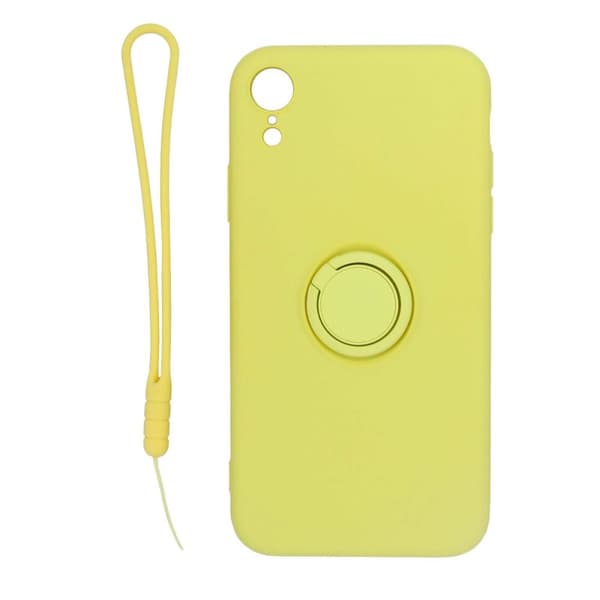 iPhone XR Silikonskal med Ringhållare och Handrem - Gul