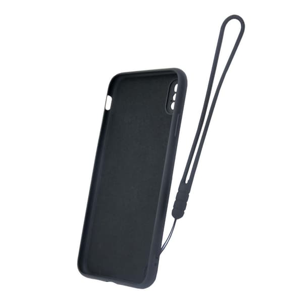 iPhone XS Max Silikonskal med Ringhållare och Handrem - Svart