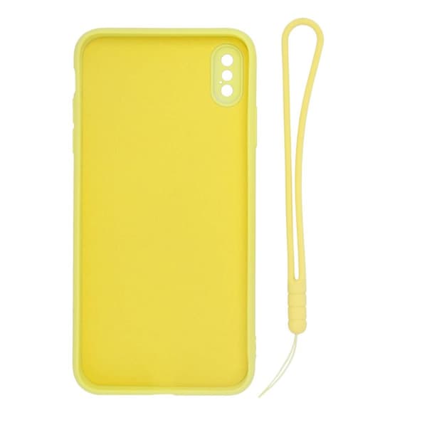 iPhone XS Max Silikonskal med Ringhållare och Handrem - Gul