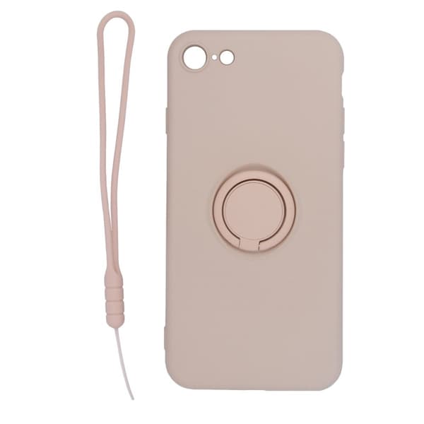 iPhone 7/8/SE (2020/2022) Silikonskal med Ringhållare och Handrem - Rosa