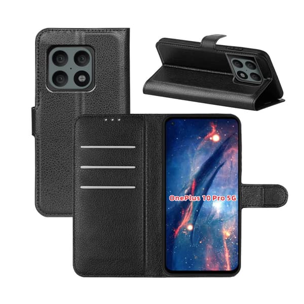 OnePlus 10 Pro Plånboksfodral med Stativ - Svart