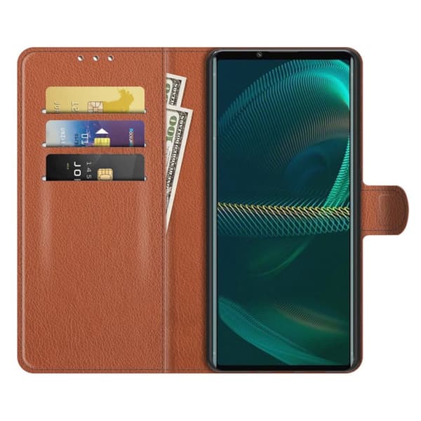 Sony Xperia 1 IV Plånboksfodral med Stativ - Brun