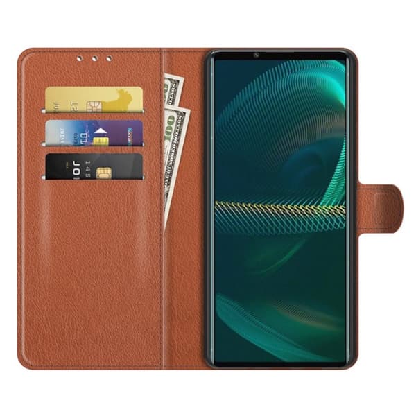 Sony Xperia 5 III Plånboksfodral med Stativ - Brun