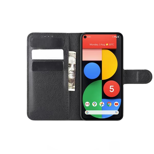 Google Pixel 5 Plånboksfodral med Stativ - Svart