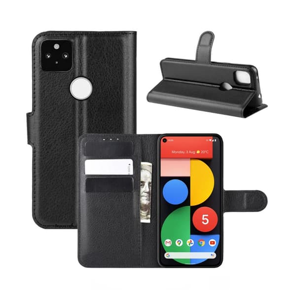 Google Pixel 5 Plånboksfodral med Stativ - Svart