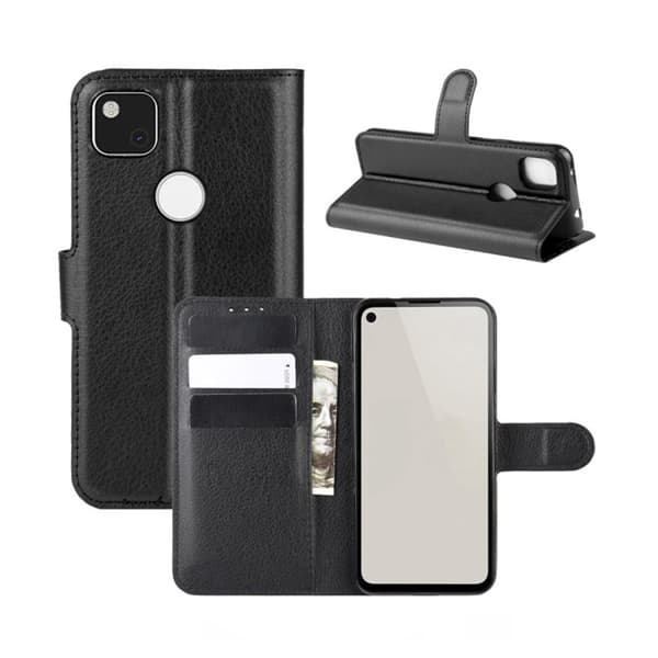 Google Pixel 4 A Plånboksfodral med Stativ - Svart