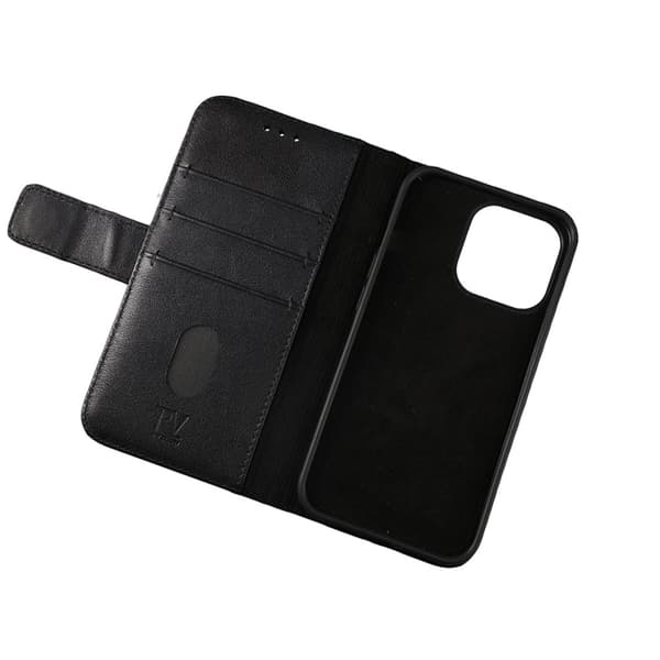 iPhone 13 Pro Plånboksfodral Läder Rvelon - Svart