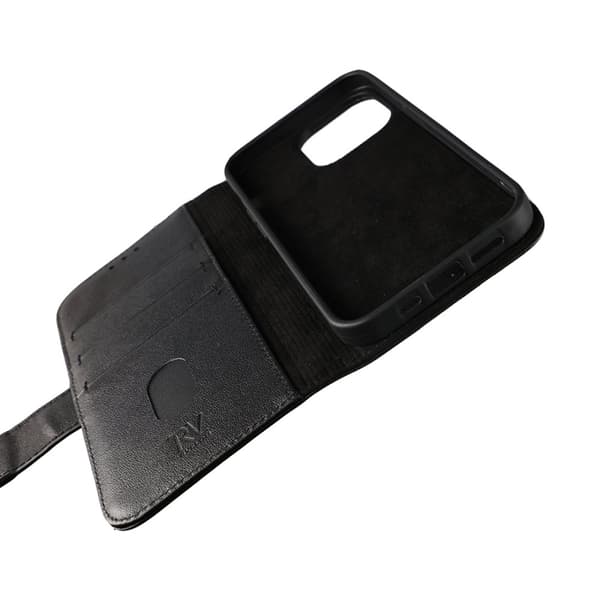 iPhone 12/12 Pro Plånboksfodral Läder Rvelon - Svart
