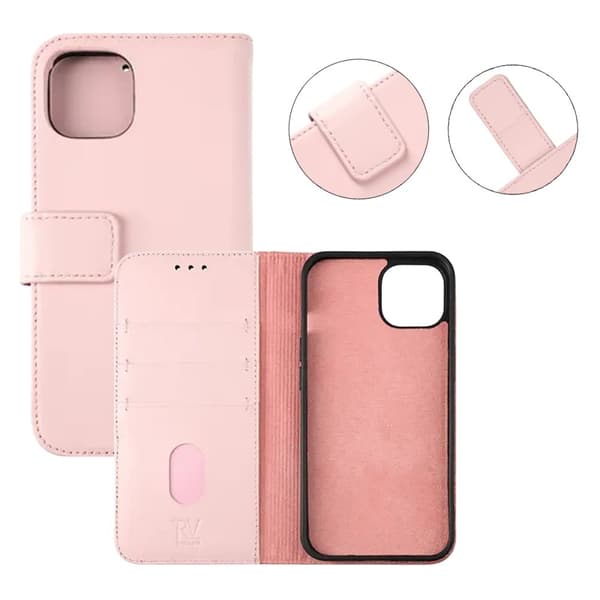 iPhone 12/12 Pro Plånboksfodral Läder Rvelon - Rosa