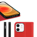 Miniatyrbild 5 av 7: iPhone 12 Mini Plånboksfodral Läder Rvelon - Röd