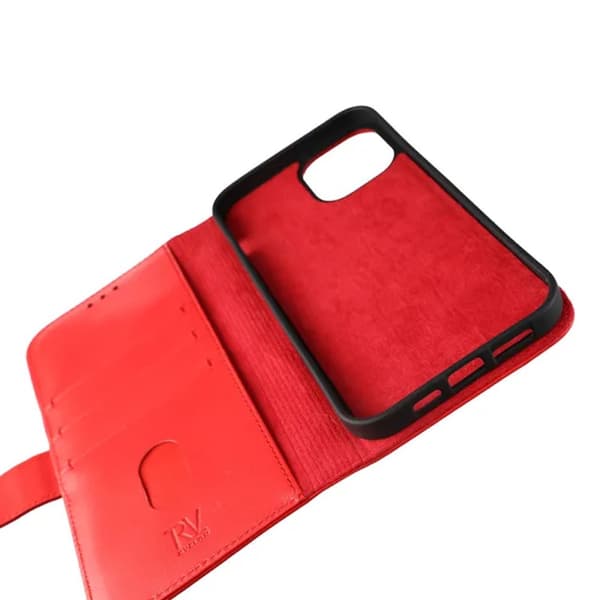 iPhone 12 Pro Max Plånboksfodral Läder Rvelon - Röd