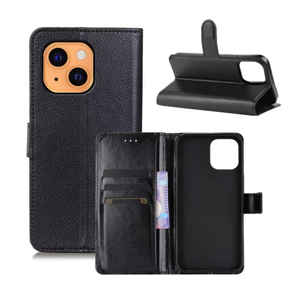 iPhone 13 Mini Plånboksfodral med Stativ - Svart
