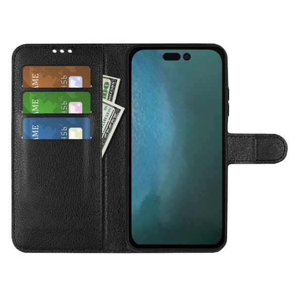 iPhone 14 Pro Plånboksfodral med Stativ - Svart