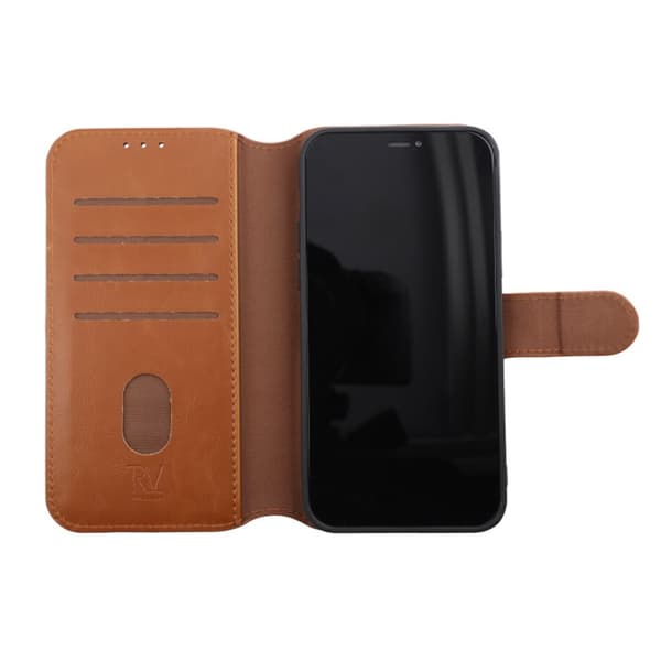 iPhone 12/12 Pro Plånboksfodral Magnet Rvelon - Guldbrun