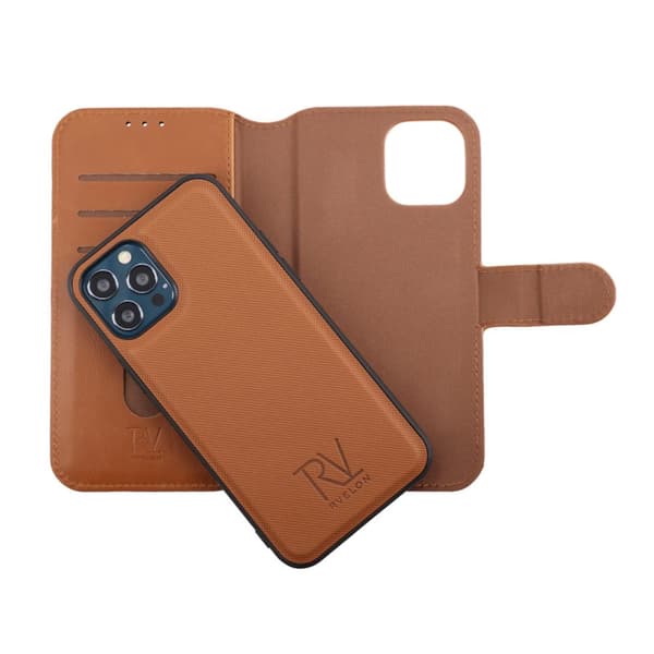 iPhone 12/12 Pro Plånboksfodral Magnet Rvelon - Guldbrun