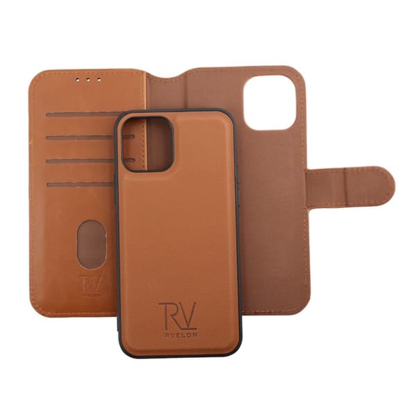 iPhone 12/12 Pro Plånboksfodral Magnet Rvelon - Guldbrun