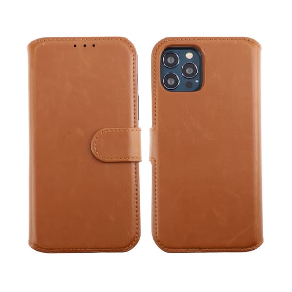 iPhone 12/12 Pro Plånboksfodral Magnet Rvelon - Guldbrun