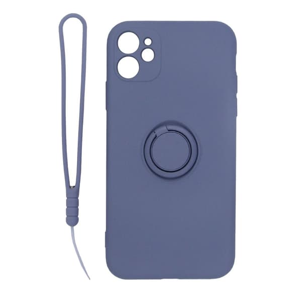 Silikonskal med Ringhållare och Handrem iPhone 11 - Grå