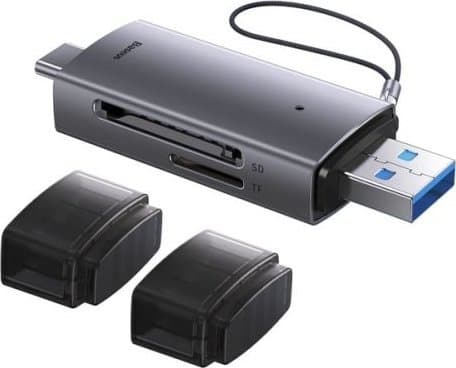 Baseus Lite -sarjan SD/TF-muistikortinlukija, USB + USB-C (harmaa)