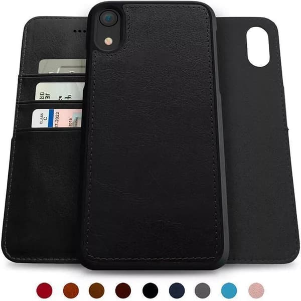 Nahkainen lompakkokotelo 'iPhone 14 Pro Max' vahvalla irrotettavalla magneetilla Musta