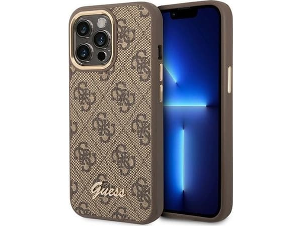 Guess GUHCP14LHG4SHW iPhone 14 Pro 6.1 tuuman ruskea/ruskea kova kotelo, 4G vintage kulta logo