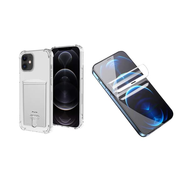 Skal med Korth�llare & Hydrogel Sk�rmskydd iPhone 12 Mini