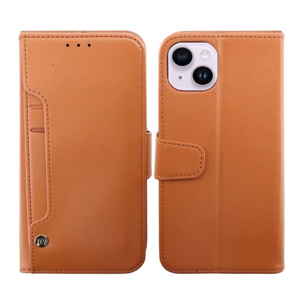 iPhone 14 Plus Plånboksfodral Extra Kortfack Rvelon - Brun