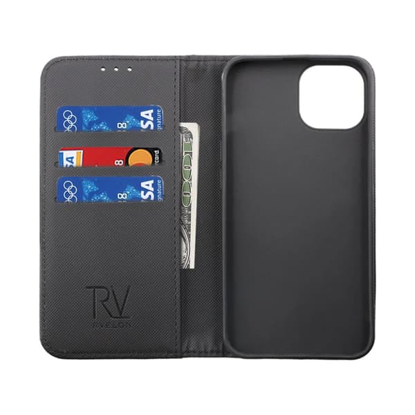 iPhone 14 Pro Max Plånboksfodral Extra Kortfack Rvelon - Svart