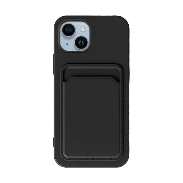 iPhone 14 Silikonskal med Korthållare - Svart