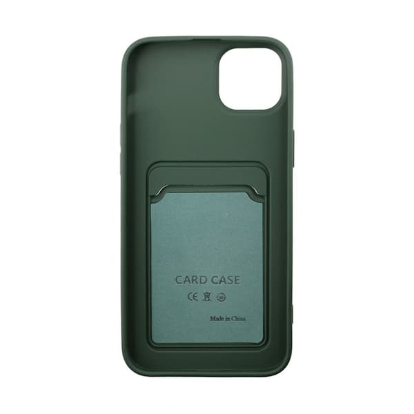 iPhone 14 Silikonskal med Korthållare - Militärgrön