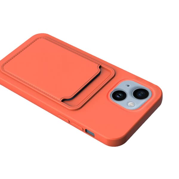 iPhone 14 Silikonskal med Korthållare - Orange