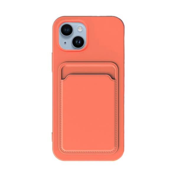 iPhone 14 Silikonskal med Korthållare - Orange