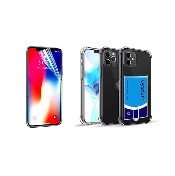 Skal med Korth�llare & Hydrogel Sk�rmskydd iPhone 12 Pro Max