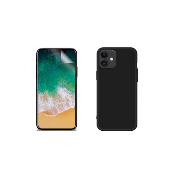 iPhone 12 - Mattbehandlat Silikonskal & Mjukt Skärmskydd