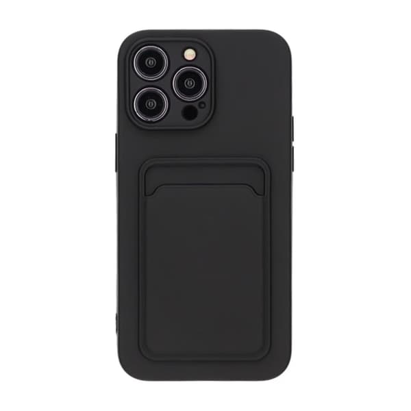 iPhone 14 Pro Max Silikonskal med Korthållare - Svart