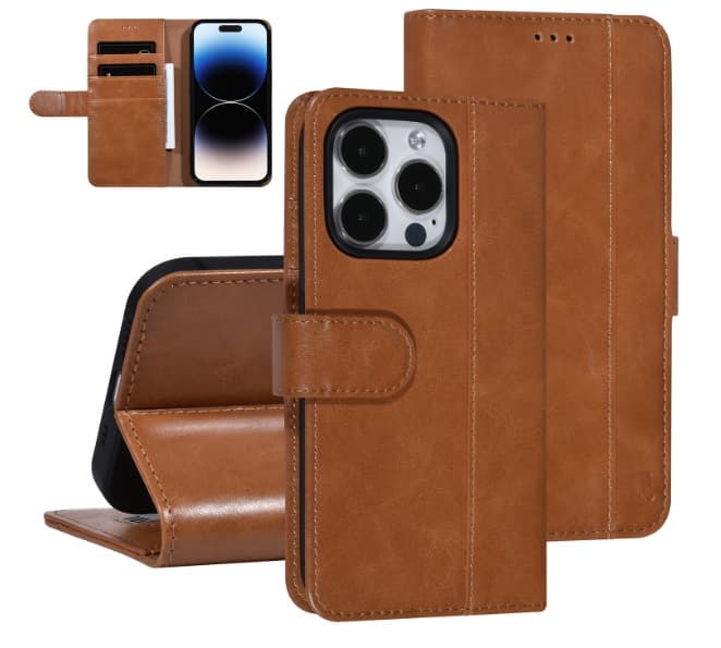 UNIQ Plånboksfodral iPhone 14 PRO Cognac