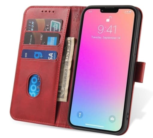 Plånboksfodral iPhone 14 Pro Röd