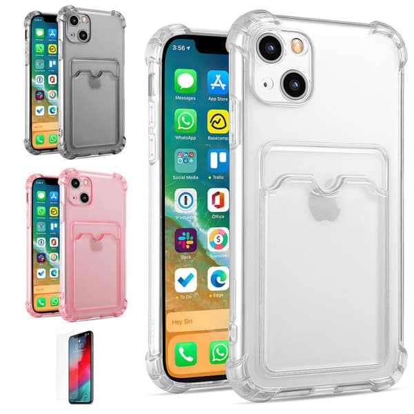 iPhone 13 - Card Cover / Beskyttelse Transparent Grey