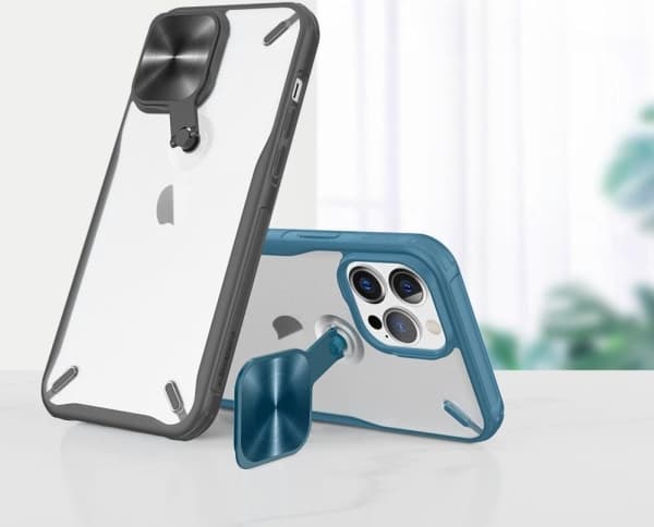 Nillkin Nillkin Nillkin Cyclops Case kestävä kotelo, jossa on kamerasuoja ja taitettava jalusta iPhone 13 Pro sininen