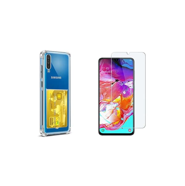 Skal med Korthållare och Skärmskydd Samsung Galaxy A70