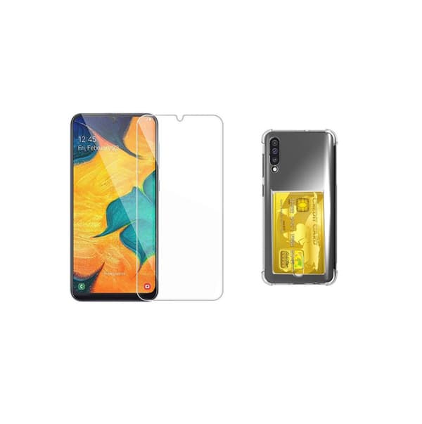 Skal med Korthållare och Skärmskydd Samsung Galaxy A70