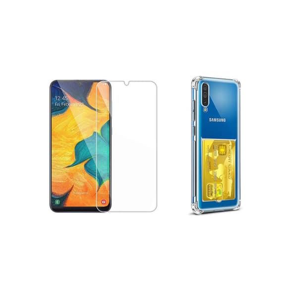 Skal med Korthållare och Skärmskydd Samsung Galaxy A70