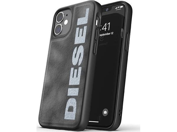 Diesel DIESEL MOULDED CASE BLEACHED DENIM IPHONE 12 MINI SZARY/BIAŁY standard