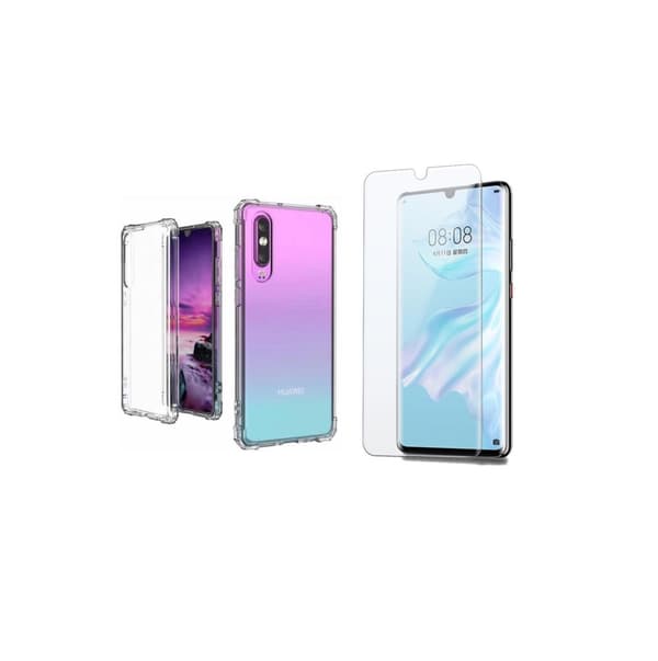 Huawei P30 - Stötdämpande Silikonskal med Skärmskydd