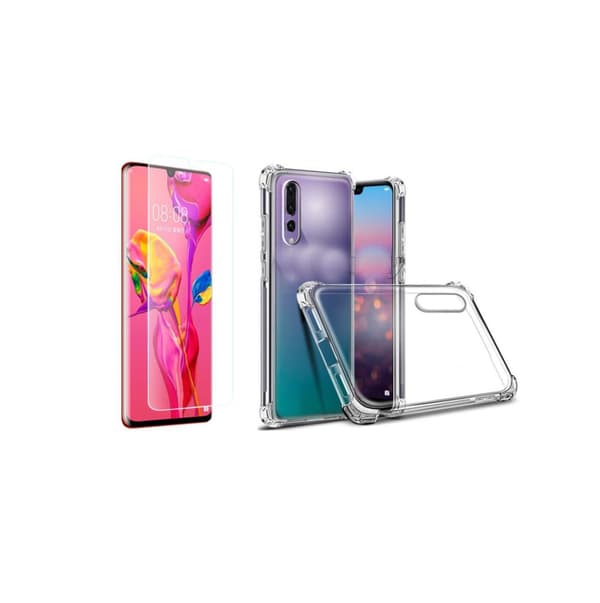 Stötdämpande Silikonskal med Skärmskydd Huawei P30