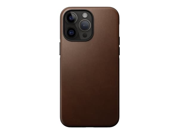 Nomad Modern - Baksidedeksel for mobiltelefon - robust - MagSafe-samsvar - polykarbonat, helnarvet lær, termoplastisk elastomer (TPE) - brun - for Ap