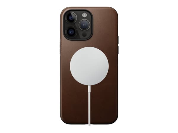 Nomad Modern - Baksidedeksel for mobiltelefon - robust - MagSafe-samsvar - polykarbonat, helnarvet lær, termoplastisk elastomer (TPE) - brun - for Ap