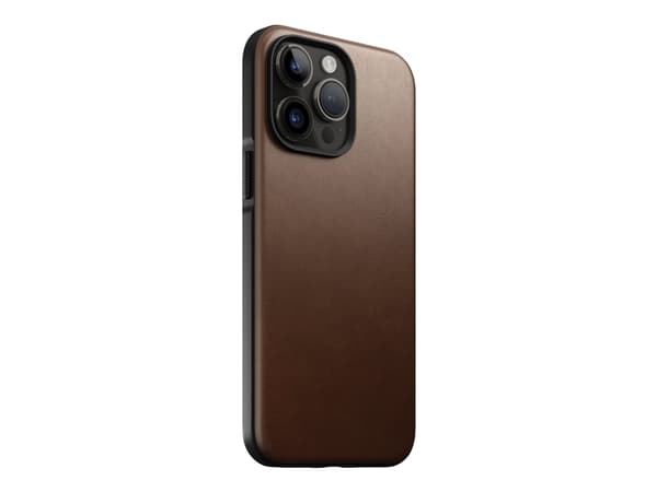 Nomad Modern - Baksidedeksel for mobiltelefon - robust - MagSafe-samsvar - polykarbonat, helnarvet lær, termoplastisk elastomer (TPE) - brun - for Ap